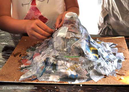 Paper Mache Volcano from Science Project Lab